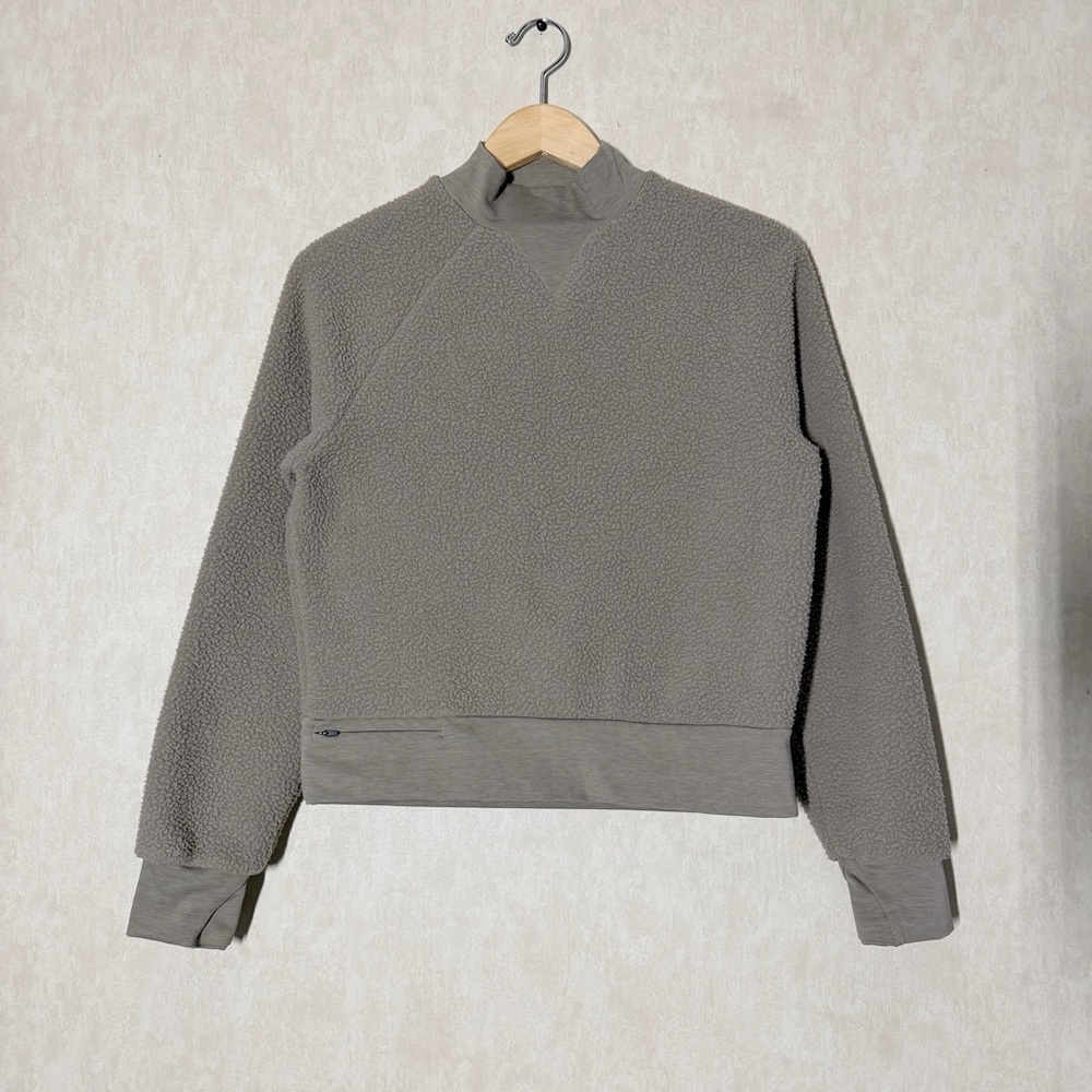 REI Co-op Women’s Emergence Mock Neck Fleece Pullover Longsleeve in Tan Gray S
